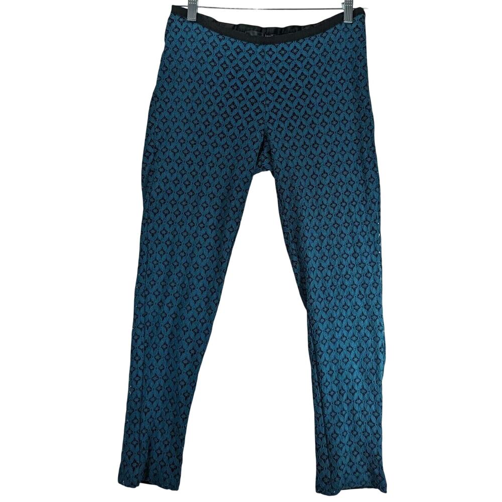 KENSIE Teal Eyelet Skinny Ankle Crop Womens 8 Side-Zip Closure‎ Lined Pants